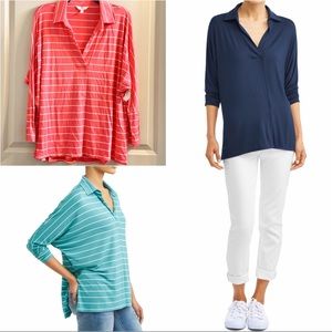 Bundle of 3 V-Neck Polar Popover Tops L